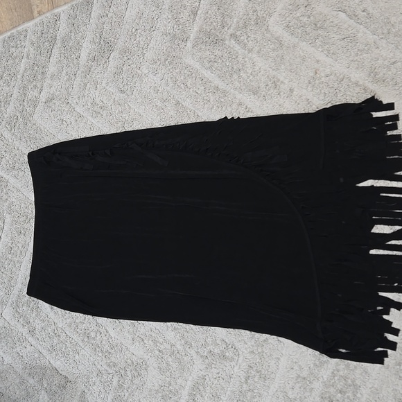 NWT!! Chico's Black Maxi Fringe Skirt - Picture 2 of 4